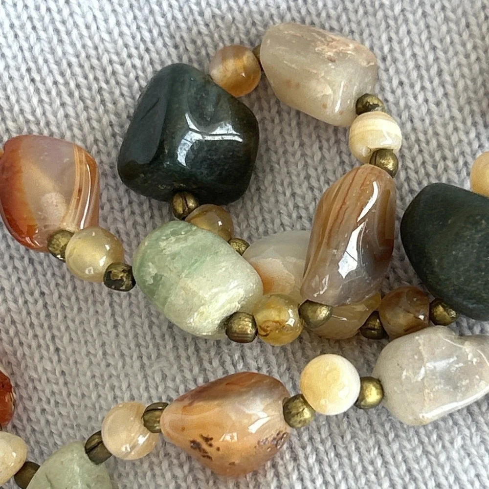 Vintage Tumbled Agate Necklace 30